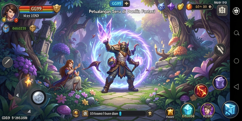 Screenshot gameplay GG99 menampilkan petualangan seru di dunia fantasi.