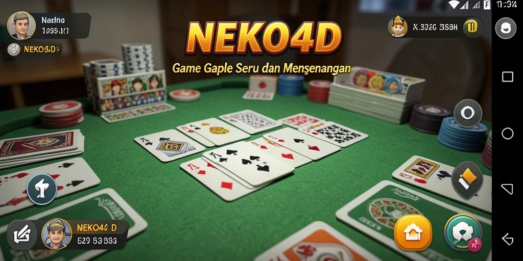 Tampilan gameplay seru NEKO4D saat bermain Gaple.