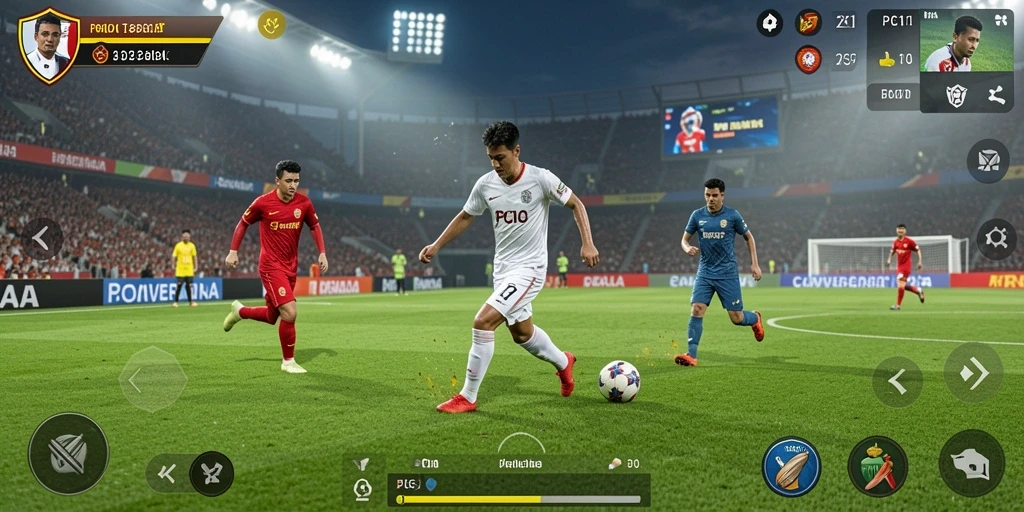 Screenshot PG11 menunjukkan aksi mendebarkan pertandingan sepak bola.